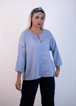 شومیز یقه دلبری آبی - تصویر 2