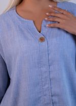 شومیز یقه دلبری آبی - تصویر 3