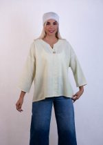 شومیز یقه دلبری لیمویی - تصویر 2