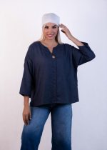 شومیز یقه دلبری مشکی - تصویر 2
