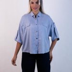شومیز آستین کیمونو آبی