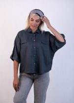 شومیز آستین کیمونو مشکی