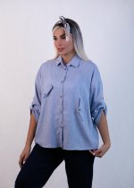شومیز پیش برش دار آبی - تصویر 2