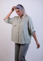 شومیز پیش برش دار سبز - تصویر 2