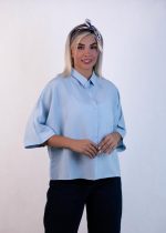 شومیز جیب دار آبی - تصویر 2
