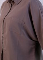 شومیز جیب دار قهوه ای - تصویر 3